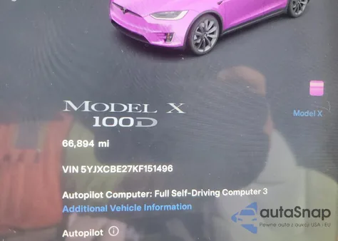2019 Tesla Model X z USA, uszkodzony, nr VIN 5YJXCBE27KF151496